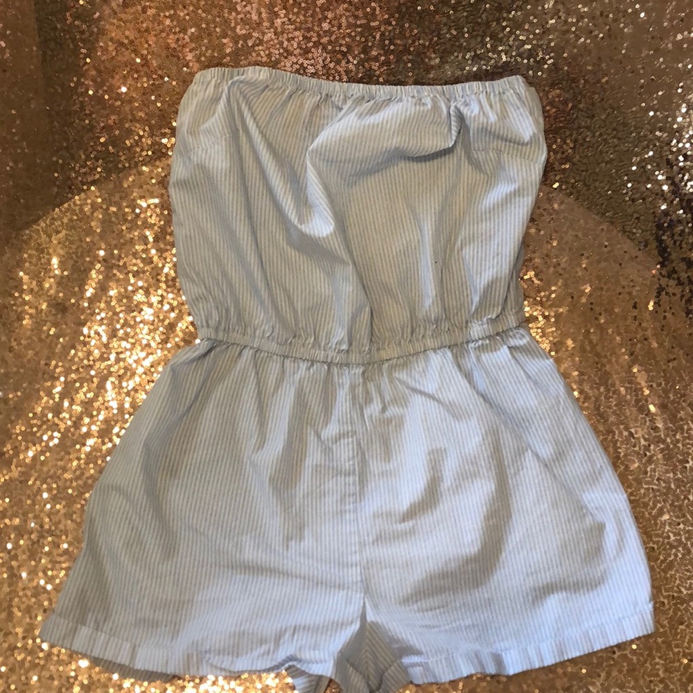 Blue Pinstriped Urban Outfitters Romper